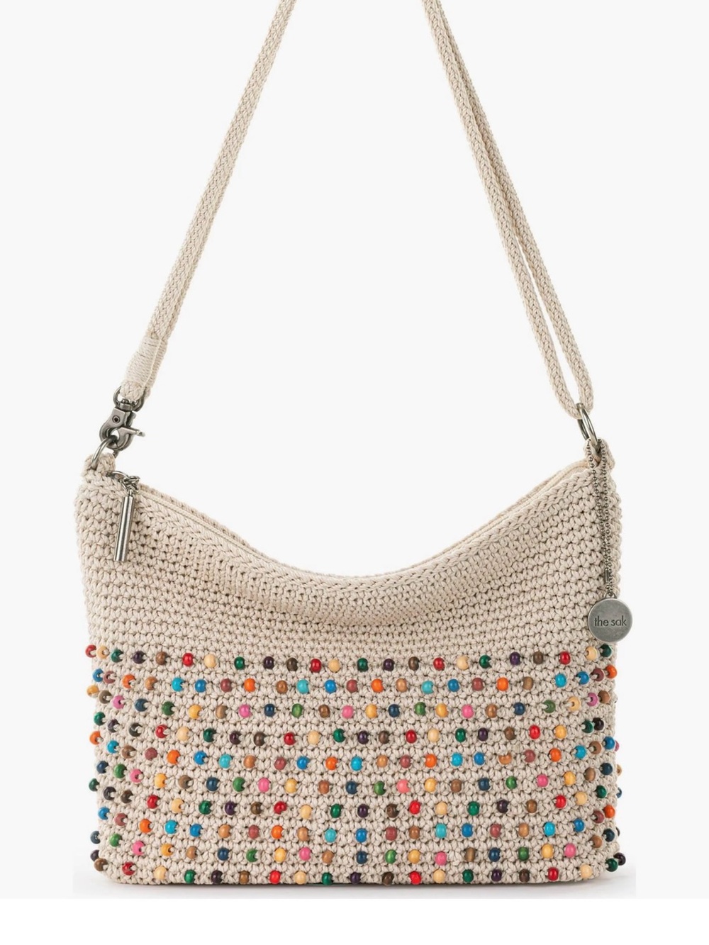 The Sak Hand Crocheted Crossbody with Multicolor Bead Accents